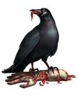  animal beak bird blood capcom crow flesh gore guro highres injury red_eyes resident_evil severed_limb simple_background 