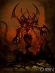  demon diablo female fire glowing_eyes hell multi_limb multiple_arms red_skin solo 