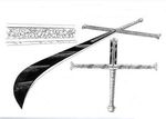  black kogatana lowres messer_(weapon) monochrome no_humans one_piece reference_sheet simple_background sword weapon yoru yoru_(one_piece) 