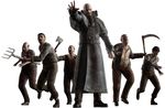  6+boys bald beard bitores_mendez capcom coat facial_hair highres los_ganado los_ganados male male_focus multiple_boys official_art resident_evil resident_evil_4 weapon weapons 