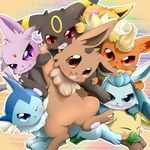  ?????????? blue_eyes brown_eyes cute eevee eeveelution espeon flareon glaceon jolteon leafeon looking_at_viewer nekokagebevil nintendo pok&#233;mon pok&eacute;mon purple_eyes red_eyes smile umbreon vaporeon video_games 