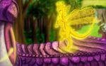  claws dragon fairy forest horn male micro nose open_mouth purple_body purple_dragon purple_eyes simple_background spark sparx spyro spyro_the_dragon tree tsitra360 video_games wings wood yellow_body 