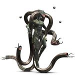  1girl 3d armor female full_body highres laughing_octopus metal_gear metal_gear_(series) metal_gear_solid metal_gear_solid_4 power_suit simple_background solo tentacle white_background 