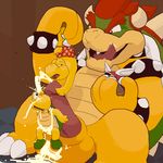  argon_vile black_eyes bowser cum erection eyes_closed gay group group_sex hair handjob koopa male mario_bros nintendo nude open_mouth orgasm penis red_eyes scalie sex size_difference threesome two_subs_one_dom video_games 
