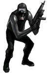  capcom full_body gasmask gun highres resident_evil solo under_taker weapon 
