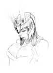  1girl absurdres breasts bust_cup cleavage female genderswap highres loki_(marvel) marvel monochrome nipples solo 