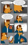  brown_hair canine comic dialogue dog hair hi_res jackywind male mammal simple_background text 