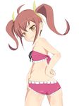  ass bare_shoulders bikini brown_eyes brown_hair ddd flat_chest highres kurusu_kanako long_hair looking_back ore_no_imouto_ga_konna_ni_kawaii_wake_ga_nai ribbon smile solo swimsuit twintails 