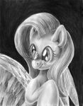  arthropod black_and_white black_background butterfly equine female feral fluttershy_(mlp) friendship_is_magic greyscale hair horse insect long_hair mammal monochrome my_little_pony pegasus plain_background pony shaded simple_background sketch smile solo tsitra360 wings 