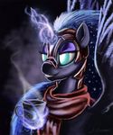  blue_eyes blue_hair coffee crown cup equine female feral friendship_is_magic gradient_background hair helmet horn horse huussii jewelry long_hair magic mammal my_little_pony nightmare_moon_(mlp) pony scarf simple_background smile solo steam winged_unicorn wings 