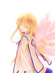  blonde_hair closed_eyes coat collet_brunel long_hair oshiruko_(tsume) smile solo tales_of_(series) tales_of_symphonia white_background wings 