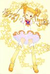  absurdres blonde_hair boots brooch brown_eyes bug butterfly cure_lemonade double_bun drill_hair full_body highres insect jewelry kasugano_urara_(yes!_precure_5) kuroboshi_kouhaku long_hair magical_girl one_eye_closed outstretched_arms precure simple_background skirt smile solo spread_arms thigh_boots thighhighs twin_drills twintails white_background yellow yellow_legwear yellow_skirt yes!_precure_5 zettai_ryouiki 
