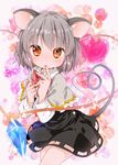  animal_ears bare_legs grey_hair heart jewelry jigatei_(omijin) looking_at_viewer mouse_ears nazrin pendant red_eyes short_hair skirt solo touhou 