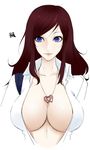  1girl blue_eyes breasts character_request emukon heart highres jewelry large_breasts long_hair necklace red_hair solo 