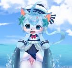  2017 3_toes 4_fingers ahoge akurara anthro anthro_on_feral bangs bare_shoulders bestiality black_nose blue_clothing blue_fur blue_hair blue_sky blush bow_tie cat cat_busters censored cetacean cheek_tuft clothed clothing clothing_aside cloud countershade_face countershade_torso countershading cowgirl_position day detailed_background digital_media_(artwork) dolphin duo eyebrows faceless_male feline female female_on_feral female_on_top feral flat_chested front_view fur hair hair_between_eyes hat ineffective_censorship interspecies kemono long_hair looking_down male male/female male_penetrating mammal marine multicolored_fur navel on_top open_mouth outside penetration penis pink_tongue ponytail pussy rag._(artist) sea seashell sex shiny sitting sky solo_focus sparkle star swimsuit swimsuit_aside toes tongue tuft two_tone_fur uncensored vaginal vaginal_penetration water whiskers white_fur white_hat white_headwear 