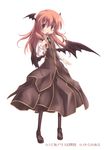  :o bat_wings black_legwear black_neckwear blush dress_shirt full_body head_wings koakuma loafers long_hair long_sleeves looking_at_viewer low_wings necktie nekoguruma open_mouth pantyhose red_eyes red_hair shirt shoes simple_background skirt skirt_set slim_legs solo standing touhou v-shaped_eyebrows vest white_background white_shirt wings 