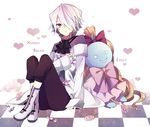  boots candy coat doll food hair_over_one_eye highres lollipop long_hair pandora_hearts pants purple_eyes purple_hair short_hair xerxes_break 