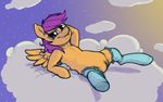  cub edit equine female friendship_is_magic hair horse looking_at_viewer my_little_pony pegasus pink_hair pony purmu pussy scootaloo_(mlp) solo stockings wings young 