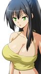  bare_shoulders black_hair breasts cleavage green_eyes hairu kore_wa_zombie_desu_ka? large_breasts long_hair navel ponytail seraphim_(kore_wa_zombie_desu_ka?) solo very_long_hair 