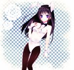  animal_ears black_hair bow bowtie bunny_ears bunnysuit chitanda_eru detached_collar hyouka long_hair lotton pantyhose purple_eyes wrist_cuffs 