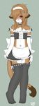  brown_eyes brown_hair clothed clothing crossdressing dericreations girly gloves hair legwear maid maid_outfit maid_uniform male midriff navel_piercing piercing skimpy solo stockings tongue tongue_out uniform 