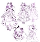  bad_id bad_pixiv_id choker dress earrings frills gothic_lolita hair_ornament hair_over_one_eye idolmaster idolmaster_cinderella_girls japanese_clothes jewelry kimono lolita_fashion multiple_views ribbon ruiko_(sad) shirasaka_koume short_hair sketch turnaround 