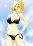  bikini blonde_hair breasts cleavage frown large_breasts sankarea saouji_ranko short_hair side-tie_bikini swimsuit 