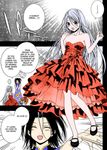  akashiya_moka black_hair blush loli red_dress red_hair rosario+vampire shuzen_kokoa 