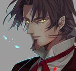  bad_id bad_pixiv_id brown_hair by_esc dark_persona facial_hair facial_mark fate/zero fate_(series) formal glowing glowing_eyes goatee male_focus solo suit toosaka_tokiomi yellow_eyes 