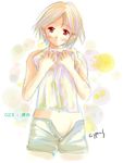  cyprus groin looking_at_viewer navel no_panties original red_eyes short_hair solo tears topless 