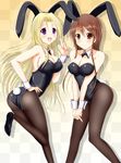  akiamare animal_ears ass bad_id bad_pixiv_id blonde_hair bow bowtie brown_eyes brown_hair bunny_ears bunny_tail bunnysuit coquelicot detached_collar highres iris_chateaubriand long_hair multiple_girls older pantyhose purple_eyes sakura_taisen sakura_taisen_ii sakura_taisen_iii tail wrist_cuffs 