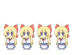  animated animated_gif apron arms_at_sides arms_up black_burakku blonde_hair blue_dress bow capelet chibi closed_mouth dress gif_artifacts jpeg_artifacts long_hair long_sleeves lowres multiple_girls music open_mouth purple_eyes red_bow red_neckwear shanghai_doll singing smile touhou 