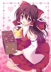  ascot bad_id bad_pixiv_id blush bow box detached_sleeves donation_box hair_bow hakurei_reimu mizuse_kiseki red_eyes solo touhou 