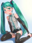  blush bodypaint flat_chest frown green_eyes green_hair hatsune_miku long_hair naked_paint navel nipples nude painted_clothes sitting solo twintails very_long_hair vocaloid wariza 