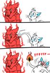  angry anthro blue_eyes canine cat comic duo feline fire humor male mammal plain_background spam_cat spamcat white_background 