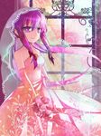  bad_id bad_pixiv_id bouquet dress flower gasai_yuno highres mirai_nikki nyori pink_eyes pink_hair veil wedding_dress window 