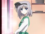  apron blue_eyes blush fuyou_kaede grey_hair konpaku_youmu parody shirosato shuffle! smile solo touhou 