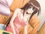  blue_eyes brown_hair couch long_hair mizuno_ryoko tsuki_possession zyx 