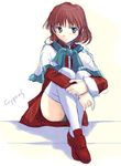  amano_mishio black_panties brown_hair cyprus kanon panties pantyshot pantyshot_(sitting) red_skirt school_uniform short_hair sitting skirt smile solo thighhighs underwear 