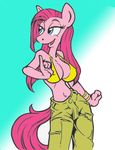  anthrofied big_breasts bikini breasts cleavage clothed clothing equine female friendship_is_magic horse king-cheetah mammal my_little_pony pants pinkamena_(mlp) pinkie_pie_(mlp) pony ruger181 skimpy solo straight_hair swimsuit 