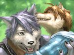  canine cuddling dog duo embrace gay husky kouya_aotsuki licking male mammal mohatch morenatsu shun tongue unknown_artist wolf 