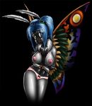  blue_hair breasts butterfly_wings female green_eyes hair insect kaiju looking_at_viewer marauder6272 moth mothra mothra_leo nipples panties rainbow_mothra rebirth_of_mothra_(series) underwear wings 