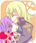  1boy 1girl alternate_costume blonde_hair eyes_closed heart long_hair open_mouth purple_eyes purple_hair richard_(tales_of_graces) smile sophie_(tales) sophie_(tales_of_graces) tales_of_(series) tales_of_graces 