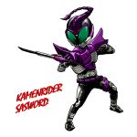  1boy armor belt character_name full_armor full_body holding holding_sword holding_weapon kamen_rider kamen_rider_kabuto_(series) kamen_rider_sasword sword tokusatsu user_hdwz5734 weapon white_background 