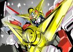  absurdres commentary_request great_might_gaine green_eyes highres looking_at_viewer mecha mechanical_wings niidan no_humans robot science_fiction solo super_robot upper_body v-fin wings yuusha_series yuusha_tokkyuu_might_gaine 