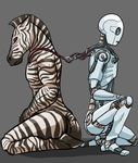  android anthro blood equine eyes_closed grey_background kneeling machine mammal mechanical oniontrain plain_background robot wires zebra 