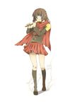  blue_eyes brown_hair deuce_(fft-0) final_fantasy final_fantasy_type-0 flute highres instrument scarf skirt solo yway1101 