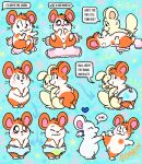 anthro anus balls bijou_(hamtaro) blush bodily_fluids clothed clothing cricetid diaper diaper_change diaper_fetish diaper_only digital_media_(artwork) duo english_text female fur genital_fluids genitals hair hamster hamtaro_(series) hi_res legs_up male male/female mammal nishi_oxnard nude open_diaper penis rodent simple_background small_penis smile solo tail text topless urine wearing_diaper wet_diaper wetting wetting_diaper