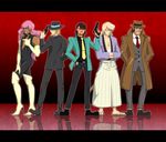  antonio_lopez arsene_lupin_iii arsene_lupin_iii_(cosplay) barnaby_brooks_jr beard blonde_hair boots brown_hair cosplay crossdressing dark_skin dark_skinned_male elbow_gloves facial_hair formal glasses gloves green_jacket gun handgun hat high_heels highres ishikawa_goemon_xiii ishikawa_goemon_xiii_(cosplay) jacket japanese_clothes jigen_daisuke jigen_daisuke_(cosplay) kaburagi_t_kotetsu keith_goodman letterboxed lipstick long_hair lupin_iii makeup mikki-mikki mine_fujiko mine_fujiko_(cosplay) multiple_boys nathan_seymour necktie pink_hair red_neckwear revolver sandals shoes stubble suit thigh_boots thighhighs tiger_&amp;_bunny trench_coat weapon yellow_neckwear zenigata_kouichi zenigata_kouichi_(cosplay) 