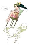  bad_id bad_pixiv_id barefoot blush chair crossed_arms floating full_body green_eyes green_hair knees_up leaning_back long_hair midorikawa_nao open_mouth plantar_flexion ponytail precure shigeohji short_hair sitting smile smile_precure! smoke solo 